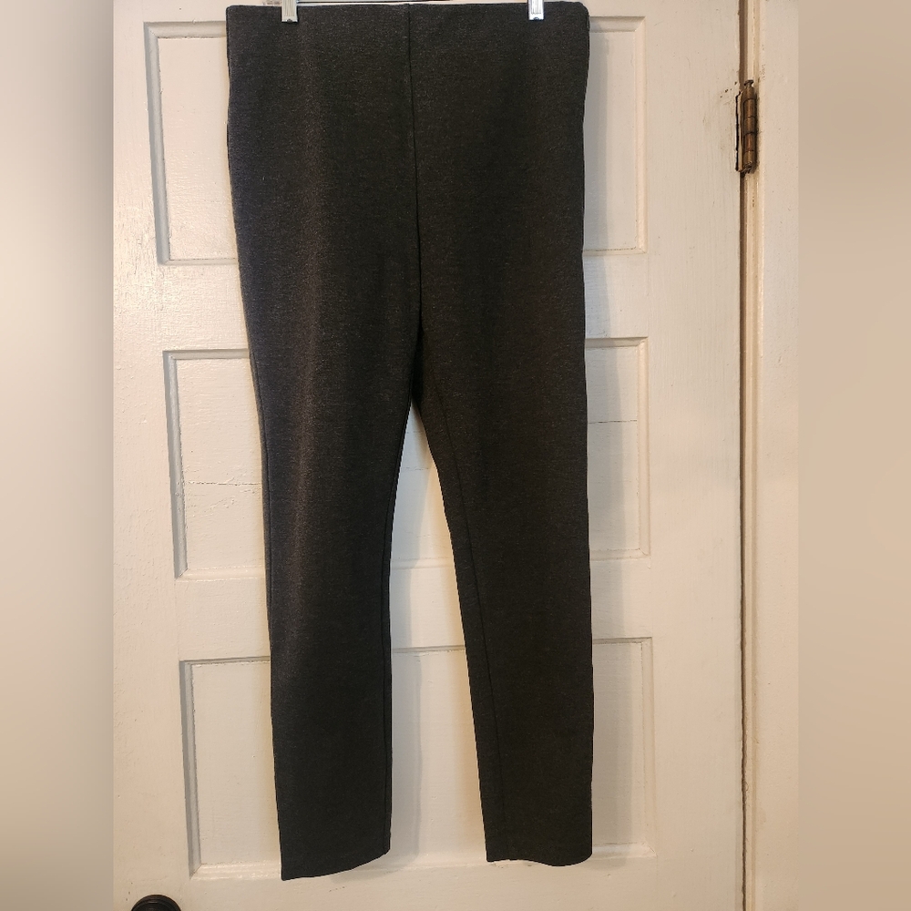 Ann Taylor Ponte Pants Gray, Elastic Waist, Stretch, Side Zip EUC Sz‎ 12 Legging